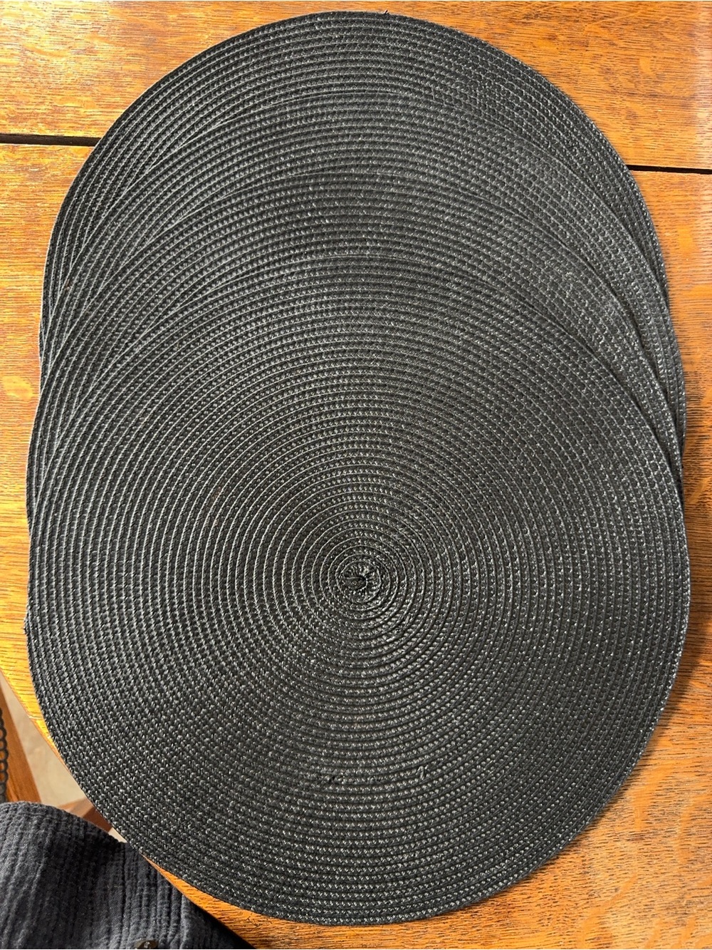 Black Braided Vinyl Round Placemats Set of 4